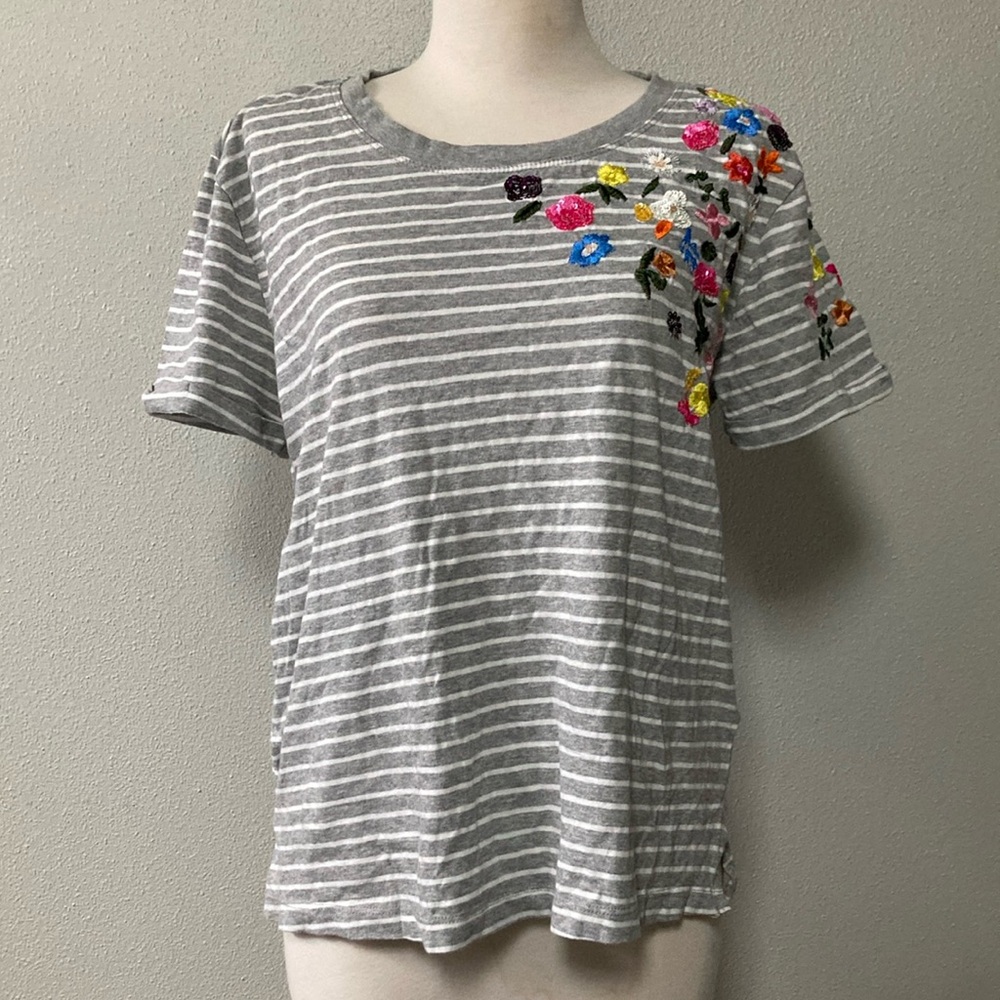 Anthropologie Embroidered T-Shirt